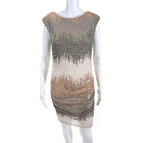 Drew Reversible Sequin Side Ruched Mini Dress S - Picture 2 of 11